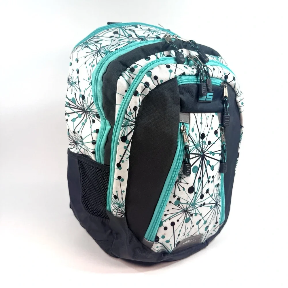 Eastsport ES Gear Backpack Laptop School Bag Teal Black White Multi Pocket